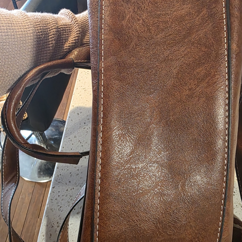 Brown Shoulder Bag with Buckle Detail - Picture 5 of 5